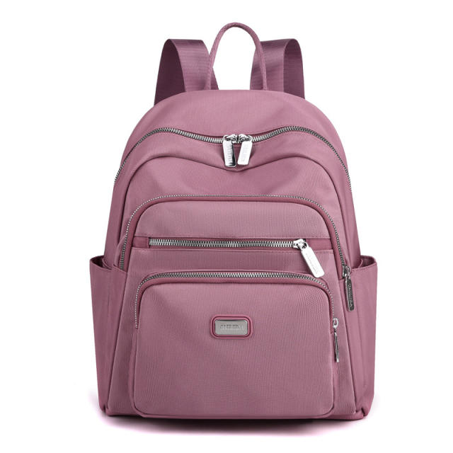 Korean fashion plain color nylon backpack school bag