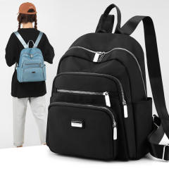 Korean fashion plain color nylon backpack school bag