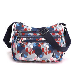 Large capacity color floral nylon crossbody bag
