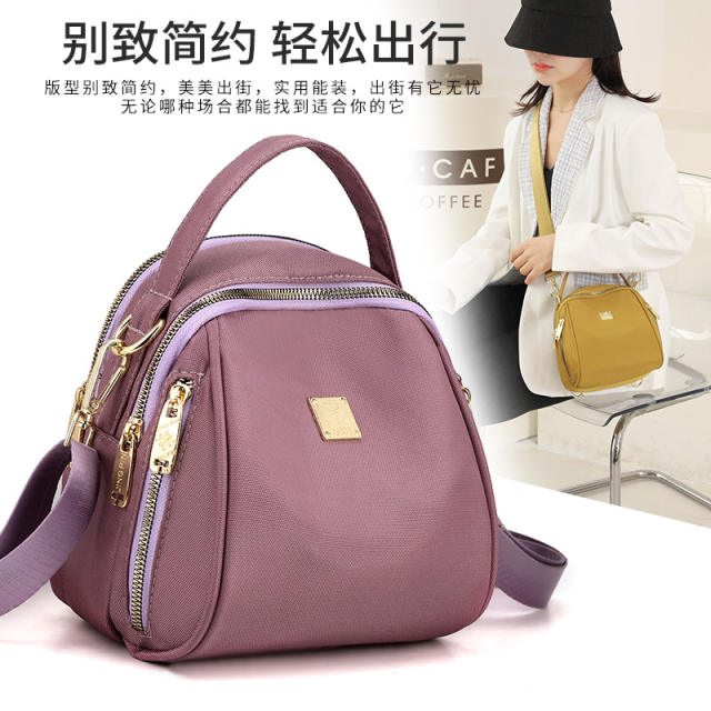 Multi function plain color nylon mini crossbody bag