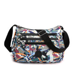 Large capacity color floral nylon crossbody bag