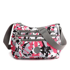 Large capacity color floral nylon crossbody bag