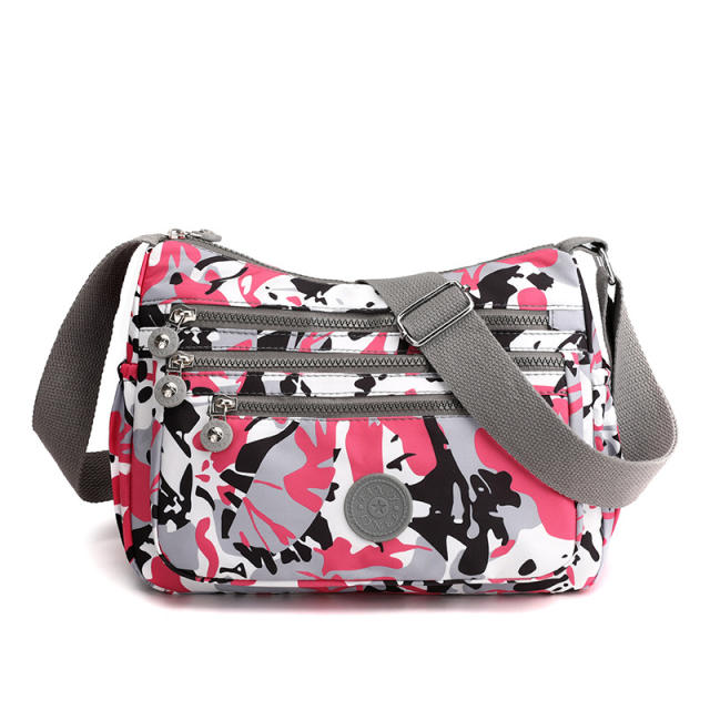Large capacity color floral nylon crossbody bag