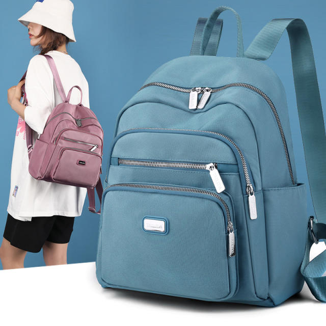 Korean fashion plain color nylon backpack school bag