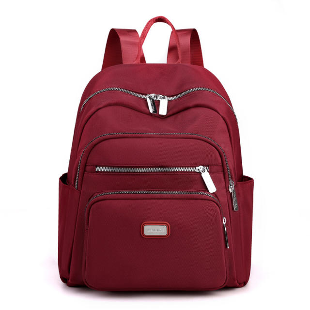 Korean fashion plain color nylon backpack school bag