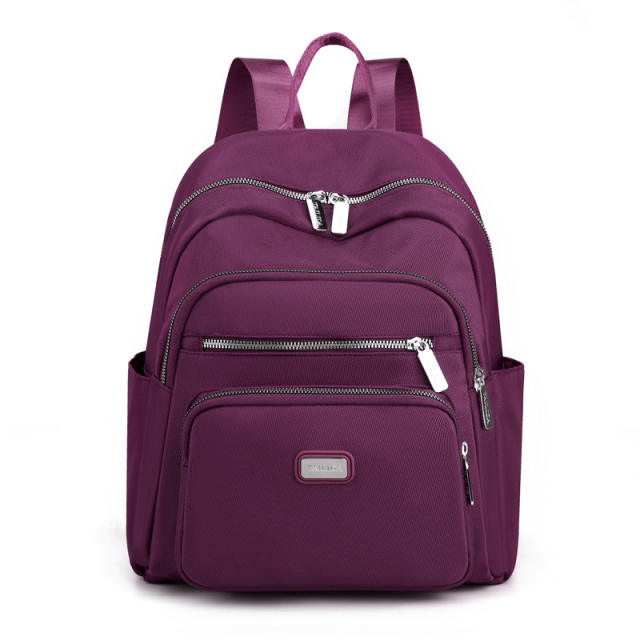 Korean fashion plain color nylon backpack school bag