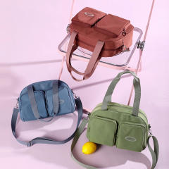 Casual plain color nylon tote bag school bag