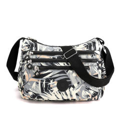 Large capacity color floral nylon crossbody bag