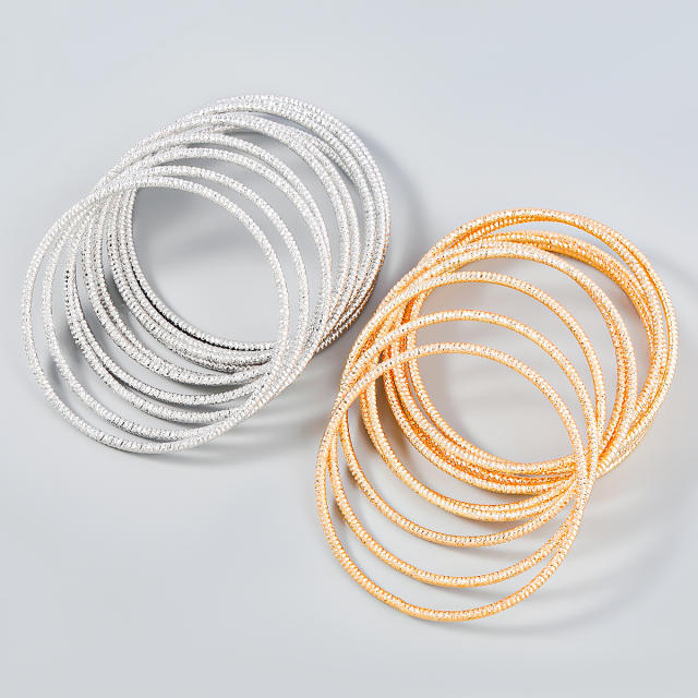 10pcs hiphop metal bangle set