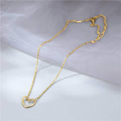 Concise hollow heart pendant stainless steel necklace