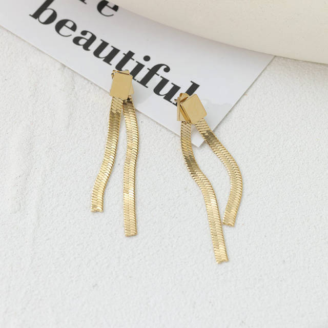 Elegant snake chain tassel stainless steel earrings
