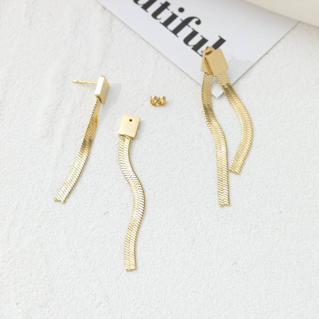 Elegant snake chain tassel stainless steel earrings