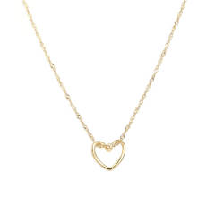Concise hollow heart pendant stainless steel necklace