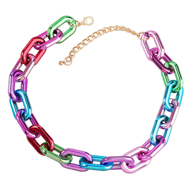 INS resin chain colorful choker earring set
