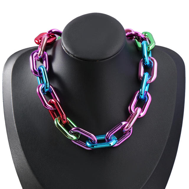 INS resin chain colorful choker earring set