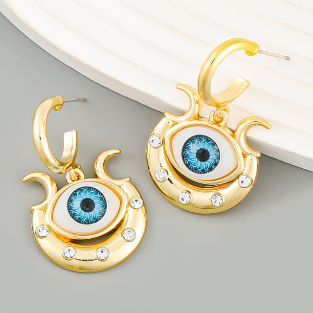 Boho geometric metal evil eye earrings