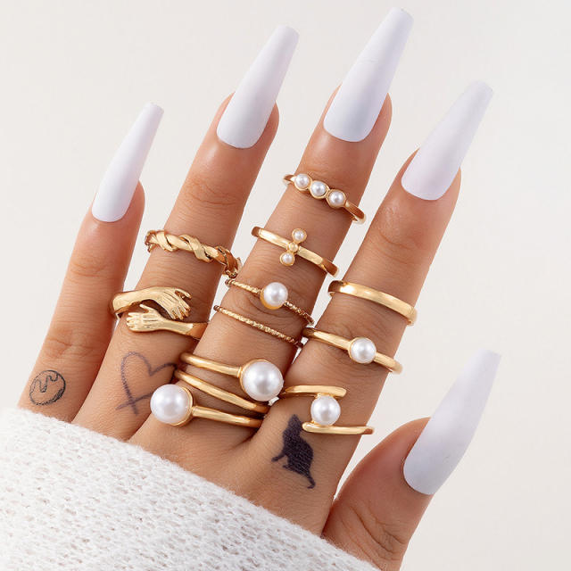 Concise pearl alloy stackable rings