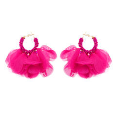 Boho plain color fabric hoop earrings