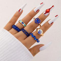 6pcs Blue color alloy stackable rings