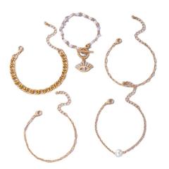 5pcs alloy chain evil eye charm bracelet set
