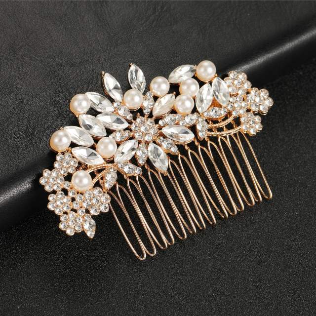 Korean fashion faux pearl rhinestone alloy hair combs