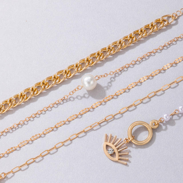 5pcs alloy chain evil eye charm bracelet set