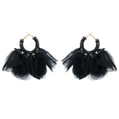 Boho plain color fabric hoop earrings