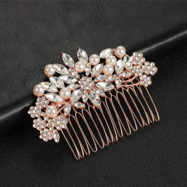 Korean fashion faux pearl rhinestone alloy hair combs