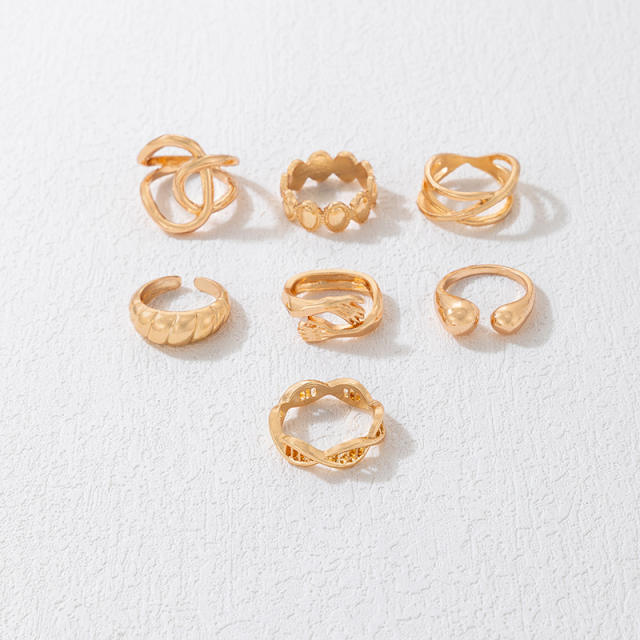 7pcs gold color alloy stackable rings