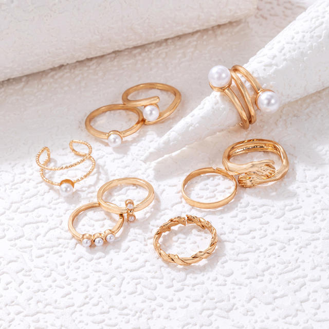 Concise pearl alloy stackable rings
