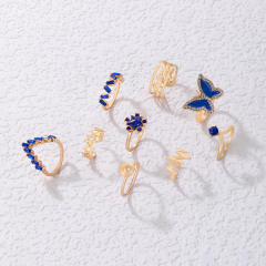 9pcs Blue color butterfly stackable rings