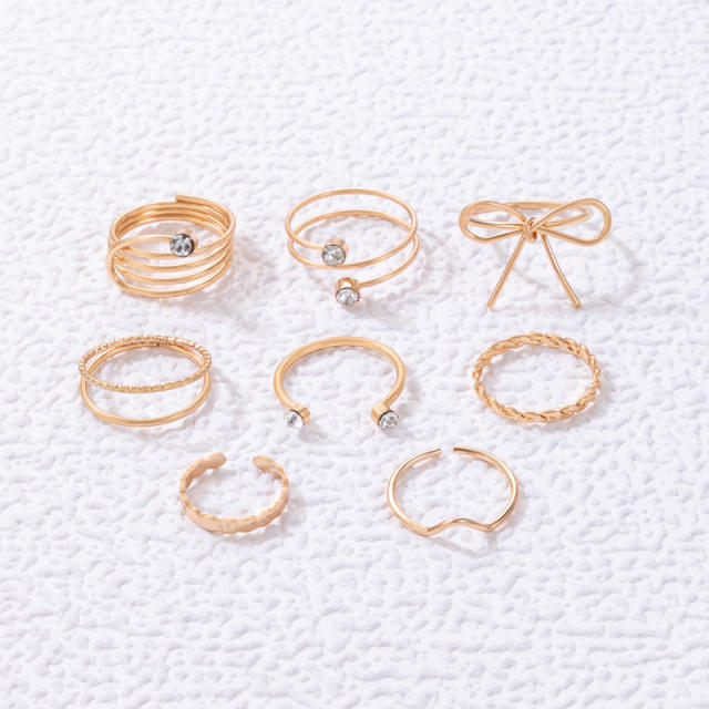 8pcs Gold color alloy stackable rings
