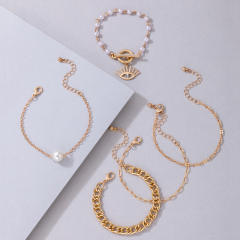 5pcs alloy chain evil eye charm bracelet set