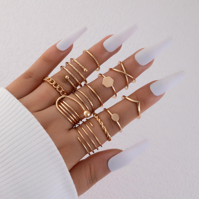 18pcs gold color alloy stackable rings