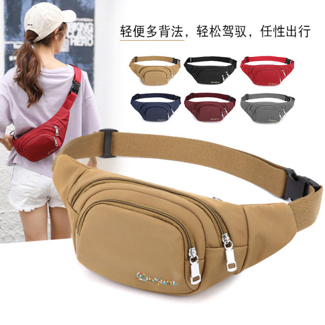 Nylon plain color outdoor fanny pack waist bag
