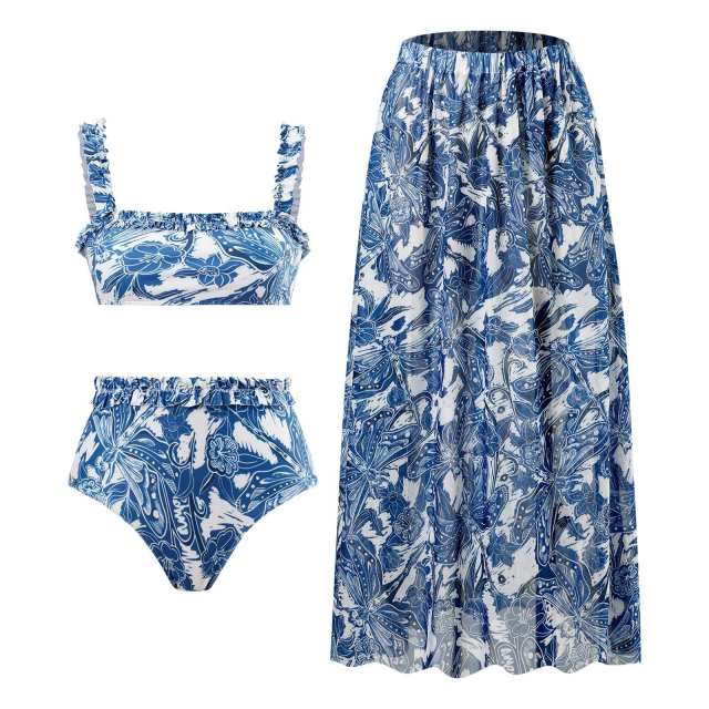 Vintage 3pcs swimsuit dress set