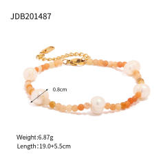 Baroque trend colorful stone beads stainless steel necklace bracelet