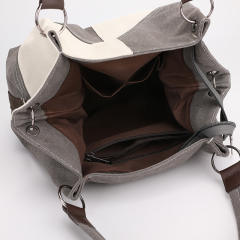 Korean fashion color matching canvas tote bag