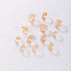12pcs hollow leaf heart alloy stackable rings