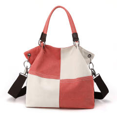 Korean fashion color matching canvas tote bag