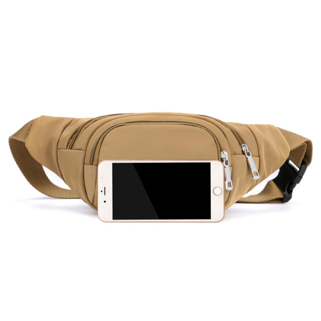Nylon plain color outdoor fanny pack waist bag