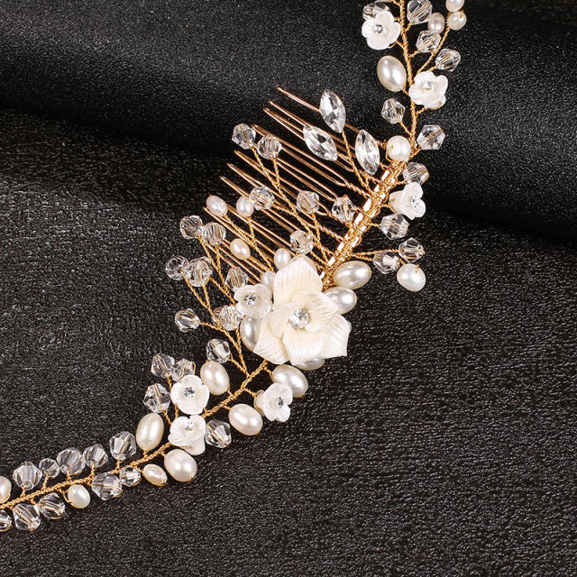 Handmade crystal beads flower wedding hair vines