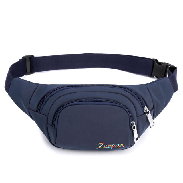 Nylon plain color outdoor fanny pack waist bag