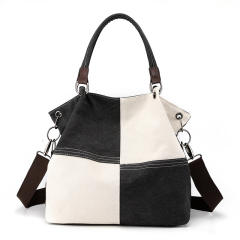 Korean fashion color matching canvas tote bag