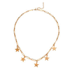 Hiphop star charm stainless steel choker necklace