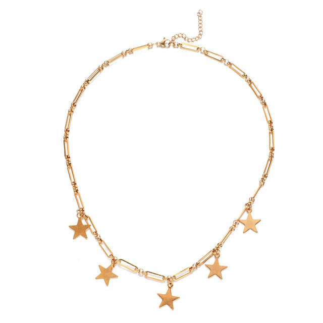 Hiphop star charm stainless steel choker necklace