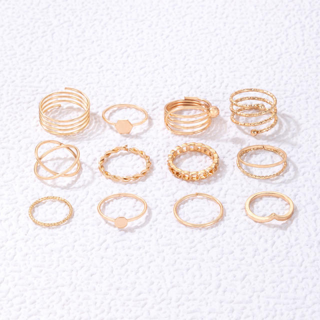 18pcs gold color alloy stackable rings