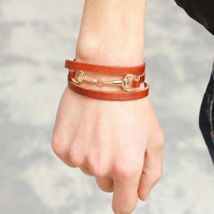 Concise three layer leather bangle