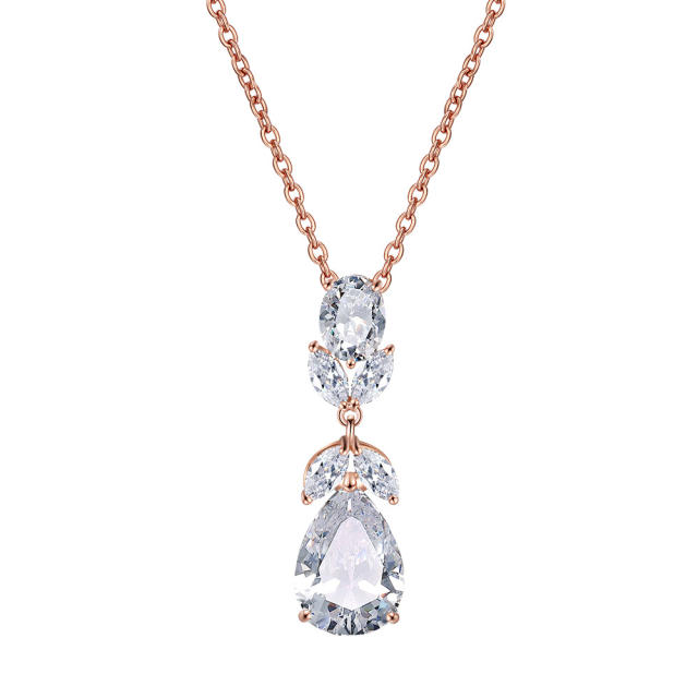Eleagnt cubic zircon drop diamond necklace