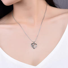 Sterling silver pet paw diamond infinity love pendant necklace